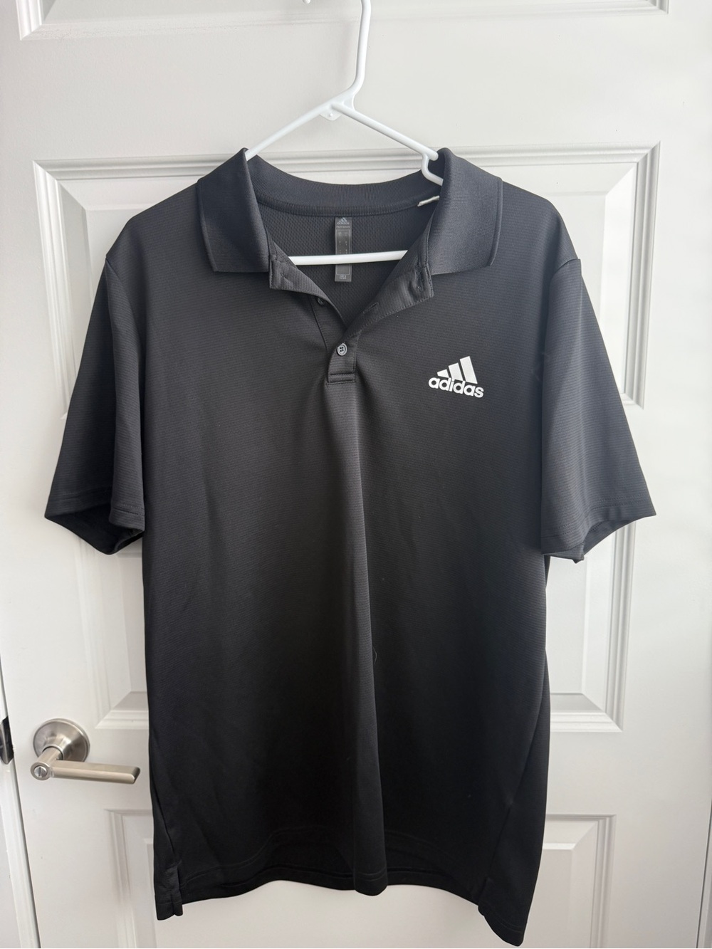 Adidas Men’s Black Mesh Polo Shirt Size Large Athletic Golf Performance